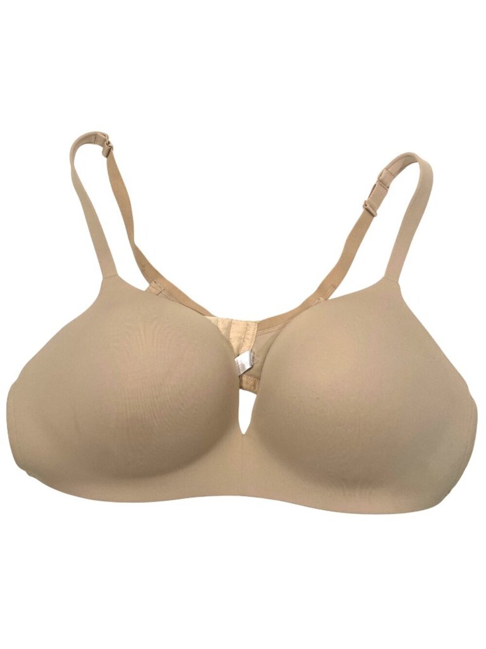 Cacique Simply Wire-Free Plunge Bra 44D Beige Nylon/Spandex Adjustable Straps